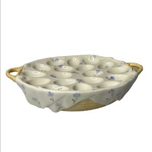 Basket shaped Ceramic 18 Deviled Egg Holder